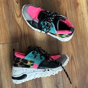 Colorful Chunky Sneakers | Pink Teal Leopard | Size 5.5